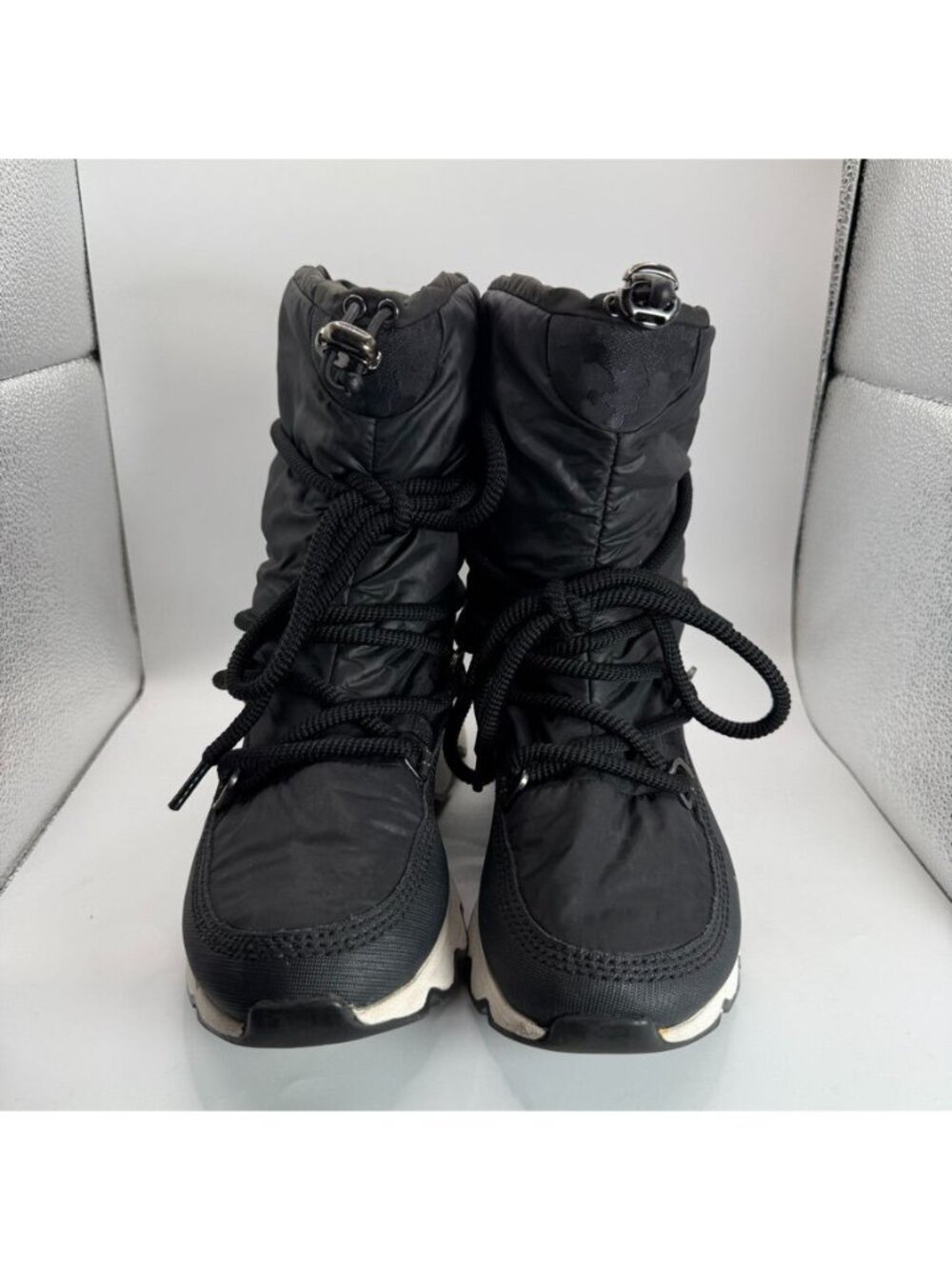 Sorel Kinetic waterproof insulated Winter Boots Womens Size 9 Black Faux Fur - Picture 2 of 8